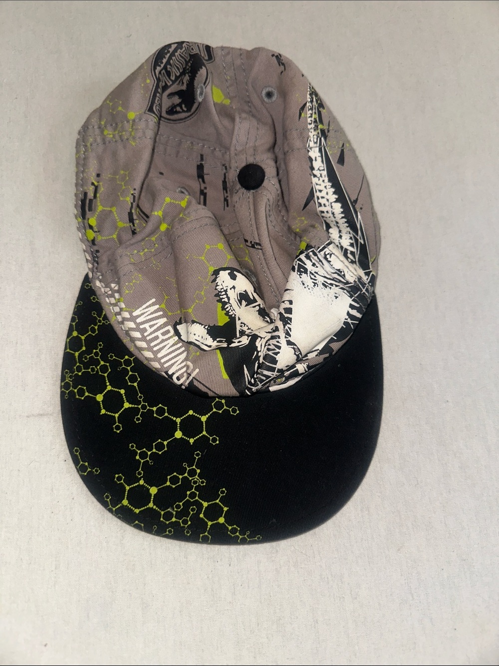 Kids Jurassic World Grey & Black Graphic Baseball Cap with Neon Green Accents